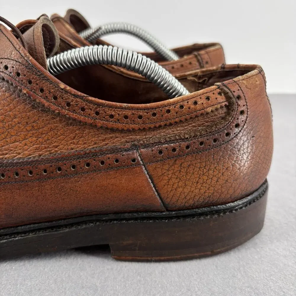 Vintage Towncraft Brown Leather Longwing Brogue Wingtip Shoes Mens 11 Derby